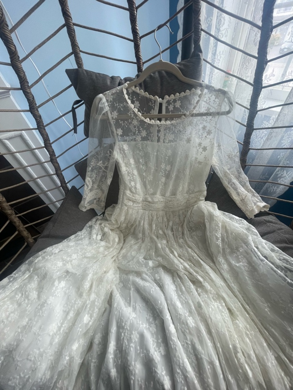 Ivory Lace Long Sleeve A-Line Dress or a wedding dress